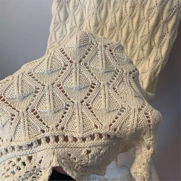 Freshman 1996 Women's XL Beige Crochet Knit Maxi Dress Sleeveles - Picture 4 of 7